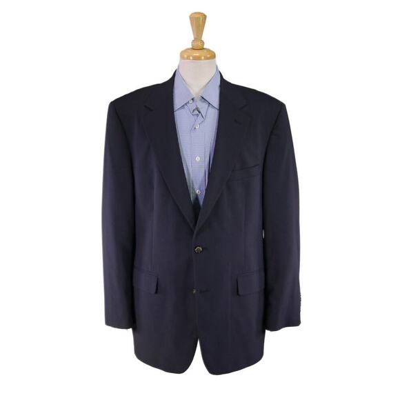 Brooks Brothers BrooksAire Solid Navy Blue 2-Btn Wool Blazer Jacket 42R